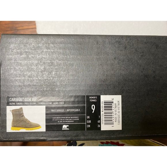 NIB Sorel Caribou OTM Waterproof Boot Alpine Tundra Cyber Yellow - Picture 4 of 4
